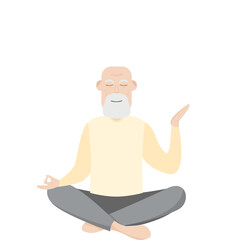 The Elderly People Old Man Yoga Pose Meditation Relaxed Body
