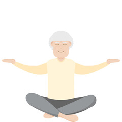 The Elderly People Old Man Yoga Pose Meditation Relaxed Body
