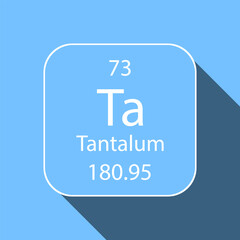 Tantalum symbol with long shadow design. Chemical element of the periodic table. Vector illustration.
