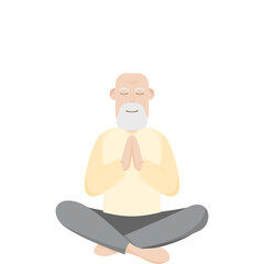 The Elderly People Old Man Yoga Pose Meditation Relaxed Body
