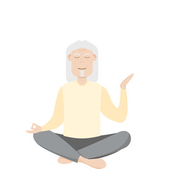 The Elderly People Old Man Yoga Pose Meditation Relaxed Body
