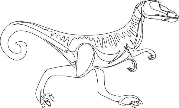 one line art. Jurassic park. one continuous line art of a Velociraptor