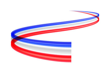 Abstract trail moving, dynamic wake french flag. Vector template