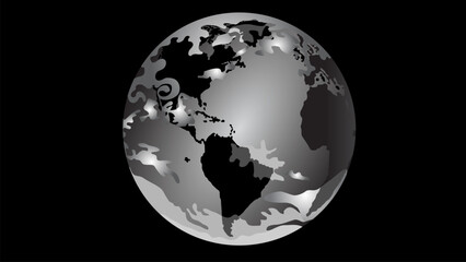 Black and white planet earth illustration