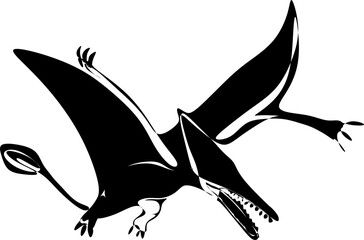 The illustrations and clipart. Jurassic park. A black-and-white silhouette of a Pterodactyl