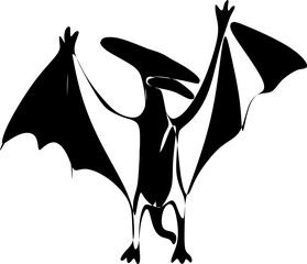 The illustrations and clipart. Jurassic park. A black-and-white silhouette of a Pterodactyl