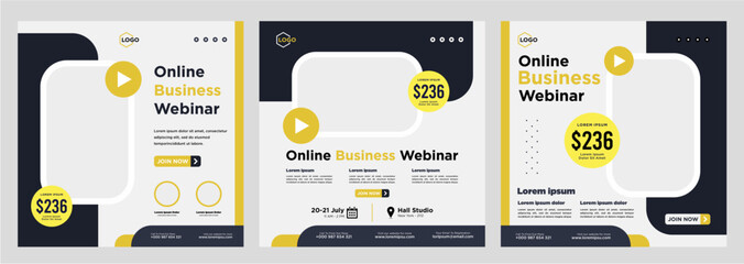 Digital marketing live webinar and corporate social media post or template banner