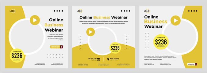 Digital marketing live webinar and corporate social media post or template banner