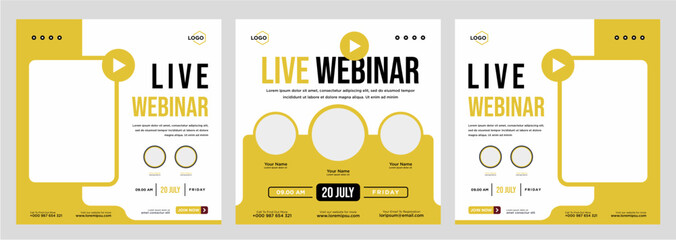 Digital marketing live webinar and corporate social media post or template banner