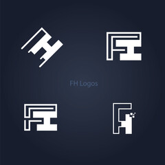 FH logo ideas for business and companies. F and H combined to make the logo come together. Can be used as symbol or icon for any brand identity. Entwined Letters look professional and useful.