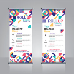 roll up banner design with geometric elements - obrazy, fototapety, plakaty