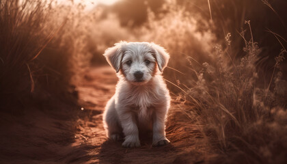 Small cute puppy of maltese dog. Generative AI illustration