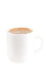 Cup filled with coffee isolated on transparent background.