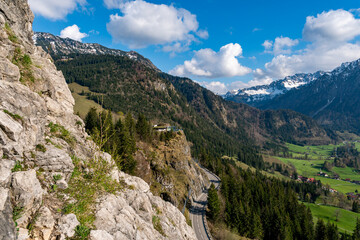 Climbing on the Ostrachtaler via ferrata at the Oberjochpass near Bad Hindelang