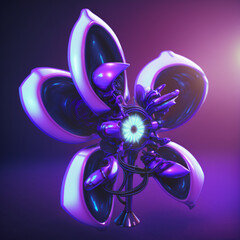 Fototapeta premium Futuristic alien flowers, science fiction flowers made with Generative Ai technology