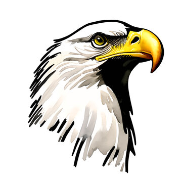 eagle head with style hand drawn watercolor digital painting illustration