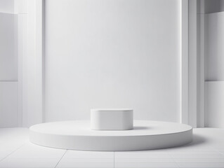 Fototapeta na wymiar Abstract white podium display for product presentation in minimal style. Generative AI.