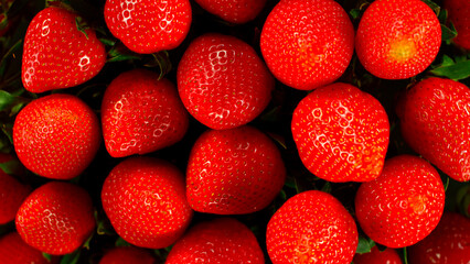 Freeze Motion Shot of Flying Fresh Strawberries, Macro Shot