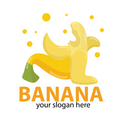 vector logo of a peeled banana with a white background