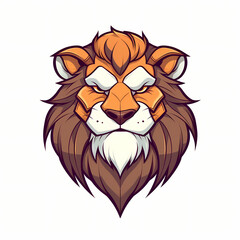 Obraz premium Drawing of a lion head. created in combination of self-drawn and AI support. Icon, logo, tattoo, vector illustration.