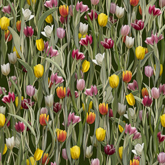 Obraz premium Tulips seamless pattern