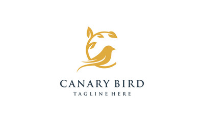 minimal bird canary branch logo design
 - obrazy, fototapety, plakaty