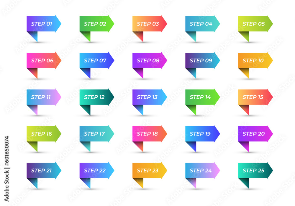 Poster 3d flag number bullet points from 1 to 25