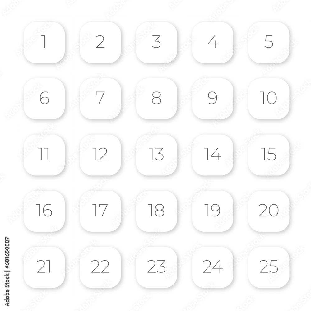 Poster simple white vector number bullet points 1 to 25