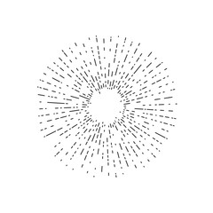 Obraz premium Doodle sunburst icon. Sketch style shine ray starburst vector illustration 