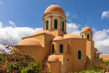Fototapeta na wymiar Greek Orthodox monastery Agia Triada in the Akrotiri peninsula near Chania, Crete. Greece.