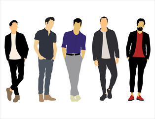 Obraz premium Set with men clothing. A man in a classic suit and casual style. Muscular and slim male body