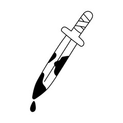 Vector hand drawn doodle dagger isolated on white background. Mystical occult element - blade with blood, witch items.