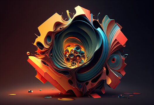 Organic, new, orange and brute red holey organic decomposed object Abstract, Elegant, Modern AI-generated illustration