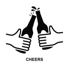 Cheers icon.Toasting beer bottles icon isolated on background vector illustration.