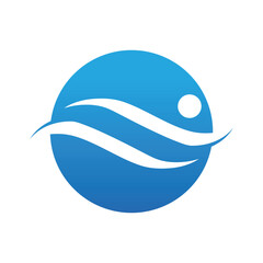 Swimming Logo. Swimmer icon with caption. Vector illustration