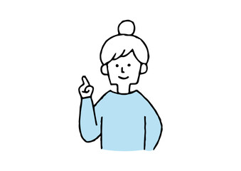 指さしをする女性