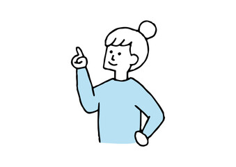 指さしをする女性