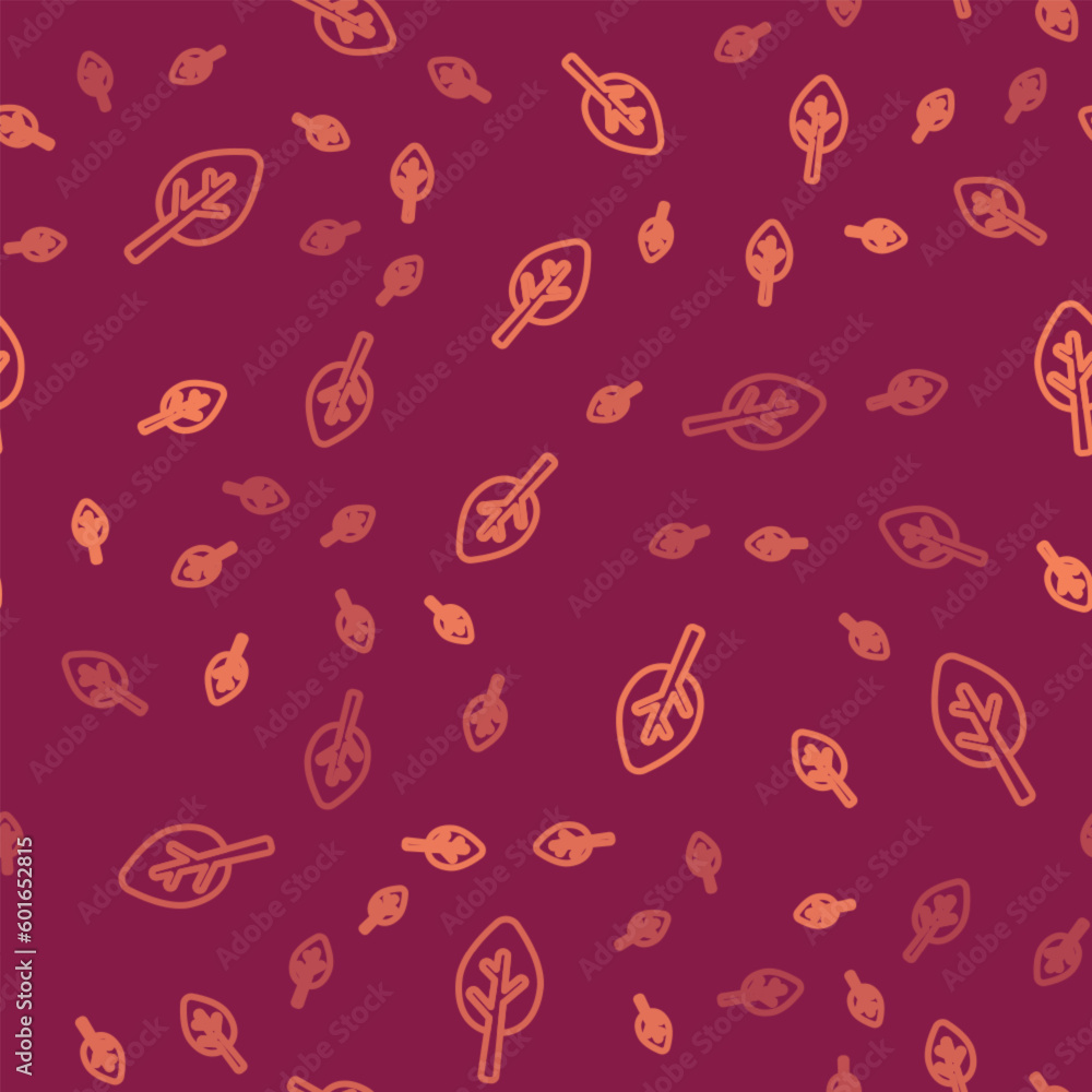 Poster brown line tree icon isolated seamless pattern on red background. forest symbol. vector