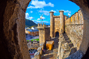 Knights Templar Castle of Ponferrada, 14th Century Romanesque Style, Ponferrada, El Bierzo Region,...