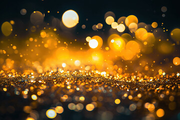 Fototapeta na wymiar Sparkling Gold Glitter Bokeh Captivating Background Texture . created with Generative AI