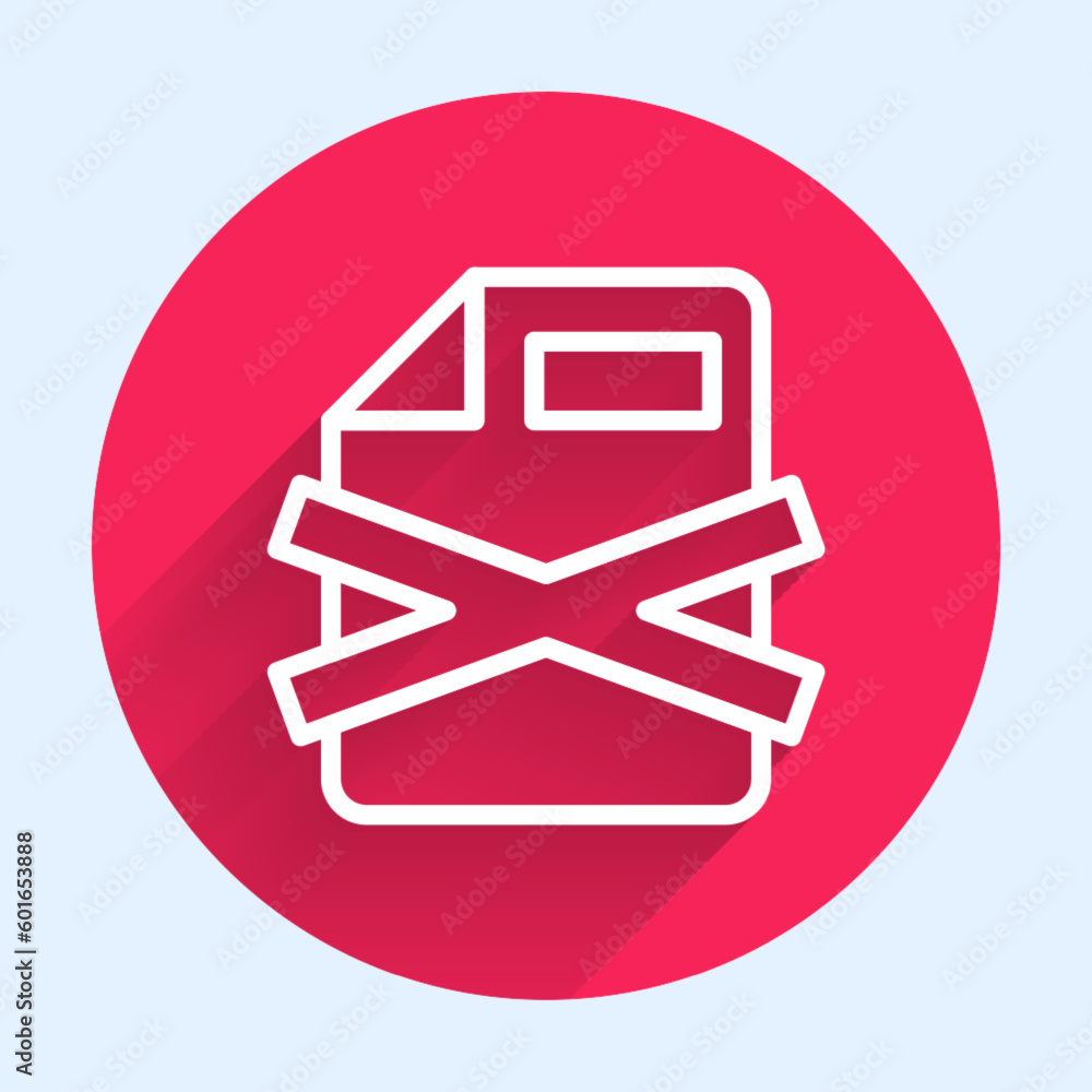 Poster white line delete file document icon isolated with long shadow background. rejected document icon. c