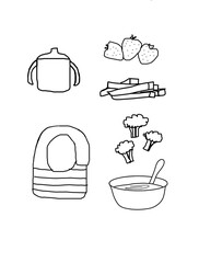 Baby weaning food plan preparation in illustration