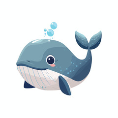 vector cute whale cartoon style