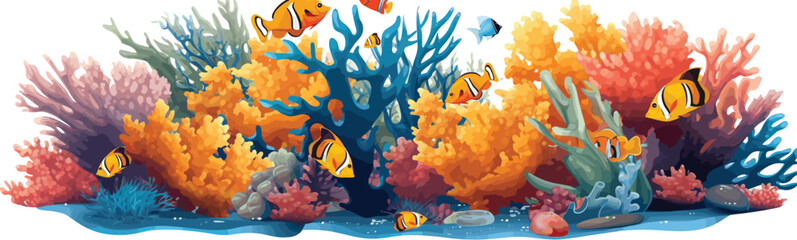 Fototapeta na wymiar Vector illustration of undersea wide view