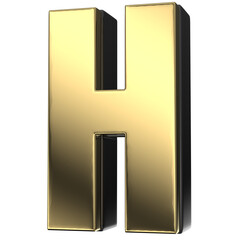 Gold With Black Of H Font 3D Render