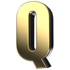 Gold With Black Of Q Font 3D Render