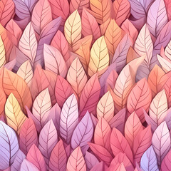 Abstract Autumn Leaves Pink Pastel Pattern Illustration
