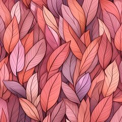 Seamless Autumn Leaves Pink Pastel Pattern Illustration