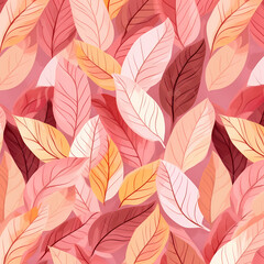 Seamless Autumn Leaves Pink Pastel Pattern Illustration