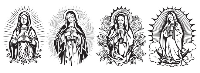 Our Lady virgin Mary vector illustration silhouette svg, laser cutting cnc. - obrazy, fototapety, plakaty
